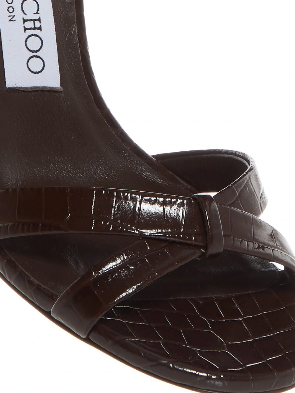 Jimmy Choo Elsy 90 Croc Embossed Slingback Sandals - Brown - NWT